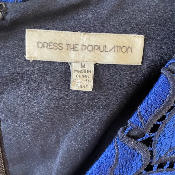 Dress the Population Katherine Blue Leaf Short Lace Cocktail Dress SZ Medium - Picture 5 of 9